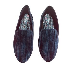 Birdies Woman's Size 9 Starling Blue Velvet Slip On Flat Loafers